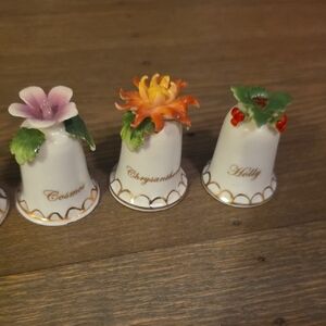 Floral Ceramic Large Thimble Set (12)-Months On 1 Side/ Flower Name On The Other